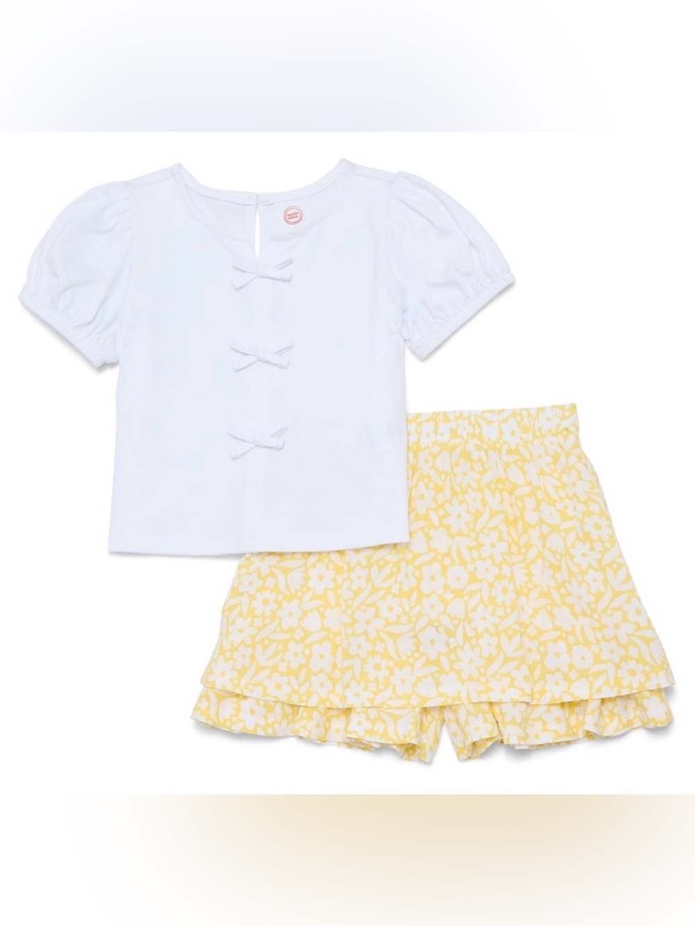 Wonder Nation Girls 18M Yellow White Floral Skort Set Play Clothes Boho Preppy